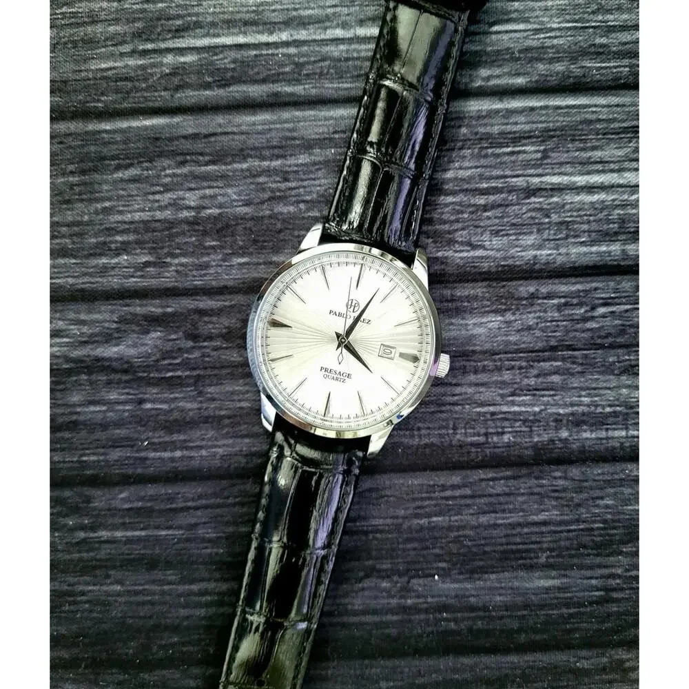 New Vintage Pablo Raez 40mm Mens Slv‎ Wht Blk Presage Watch